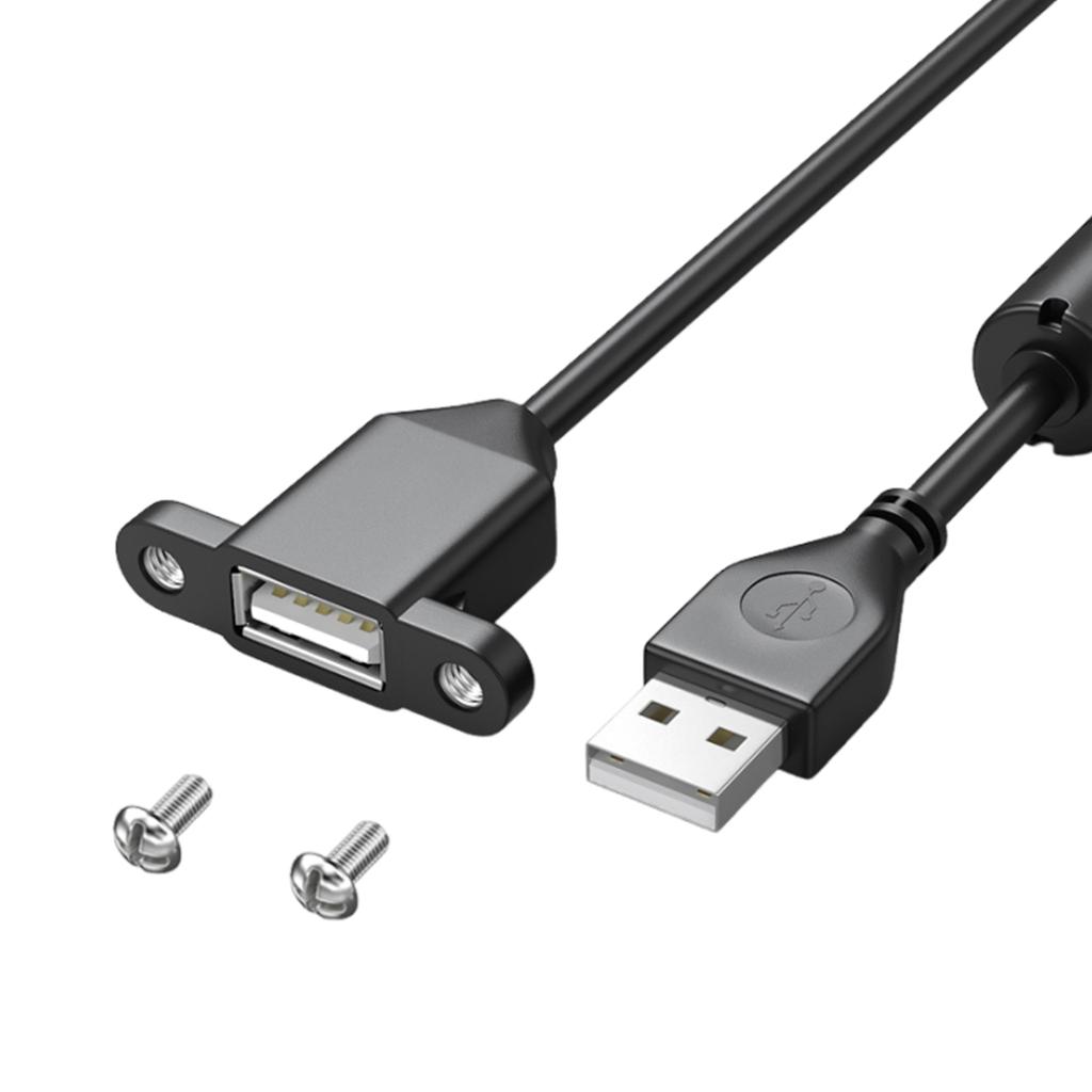 Prodlužovací kabel USB pro nabíjení s USB 2.0 konektorem (samec-samice), montáž do panelu s otvorem pro šroub pro telefony, notebooky, myši