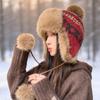 New winter women's warm ear cap thickened pom-pom Lei Feng hat outdoor cold-proof ski cap manufacturer