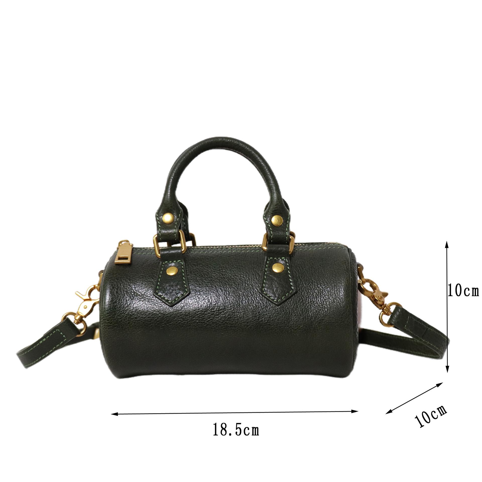 

Винтажная текстура первый слой коровьей кожи маленькая сумка 2025 новая женская сумка портативная сумка-мессенджер растительного дубления натуральная коровья кожа сумка-цилиндр зелёный