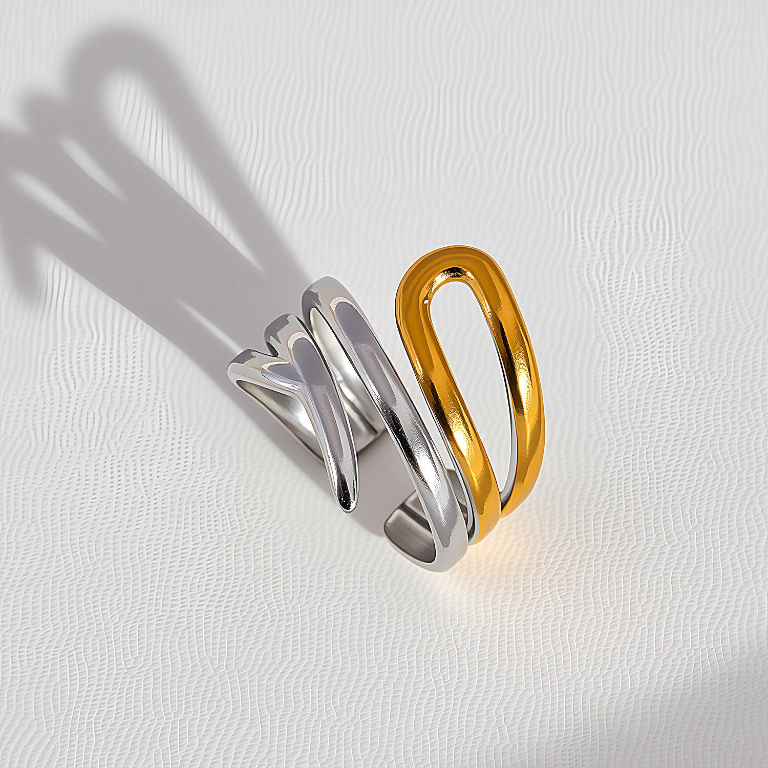 

Fashion Geometric Rings for Women Gold Copper Color Stainless Steel Adjustable Ring Wedding Party Fashion Christmas Jewerly Gift