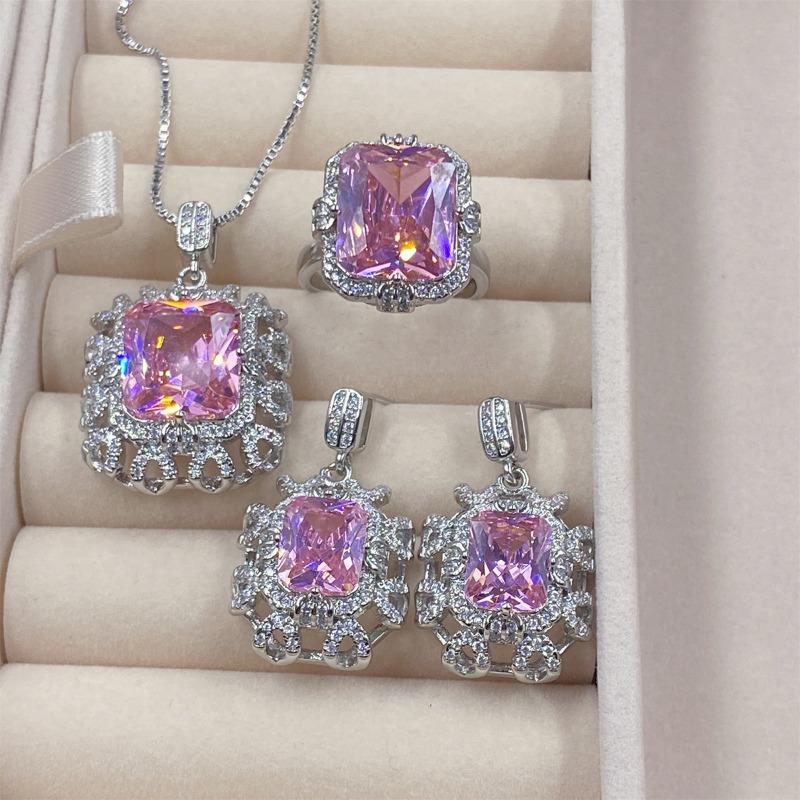 Sace Gems Classic Copper Alloy Zircon Ring Earrings Pendant Necklace Jewelry Sets Wedding Party Gifts