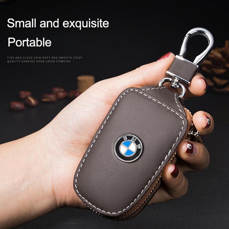AABS1 Metal Logo Leather Key Case Secure Waist Hanging Car Key Storage For BMW Performance F30 F20 F10 F40 E92 E91 G20 G30 G06 G07 G11