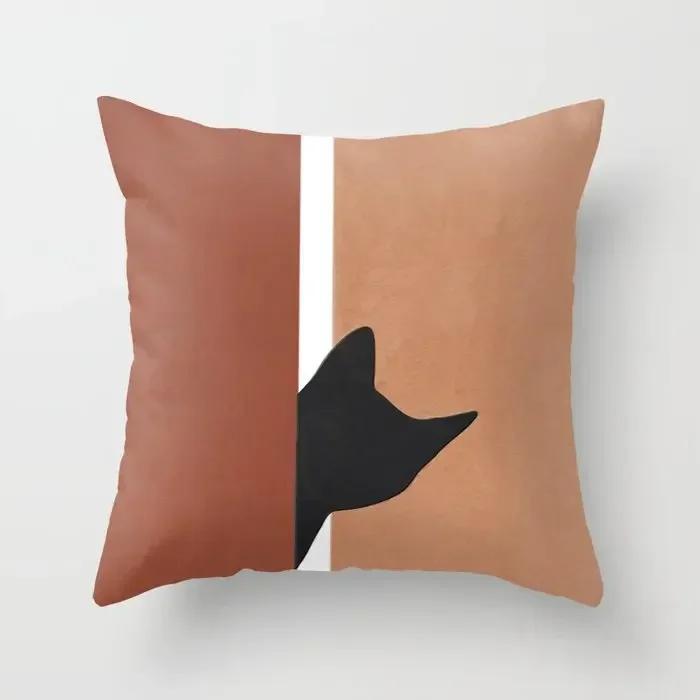 Modern Abstract Pink Brown Geometric Pillowscase Fashion Decorative Pillows Cover Livingroom Sofa Cushions Cover 45*45cm
