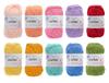 Millais Cotton Medium 10 Color 1 Ball 40g Crochet Knitting Yarn, Thick, Set, Approx. 128m, (Bright)