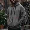 Men's Zip-Up Hooded Jacket with Multiple Pockets Athletic Casual Top for Daily Wear