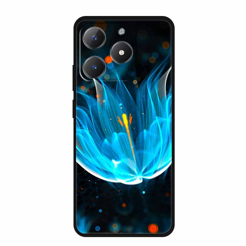 For Realme Narzo N61 Phone Case N 61 Coque Flowers Black Silicone Soft Back Cover For Realme Note 60 Case Note60 Funda Bags Capa
