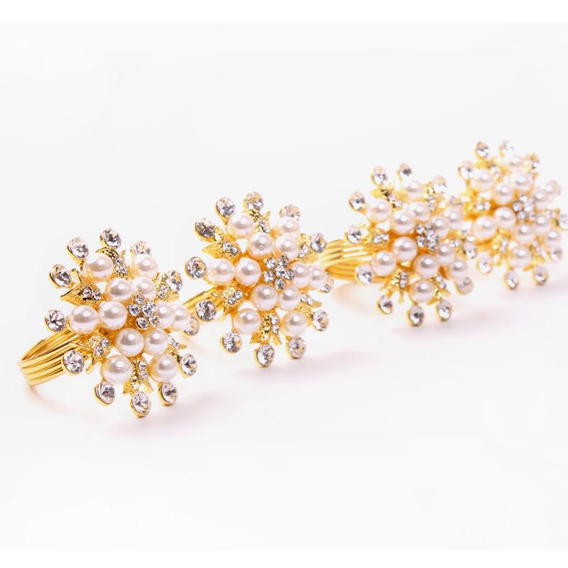 20PCS SHSEJA Hotel Napkin Ring Napkin Holder Round Flower Pearl Napkin Buckle Christmas Wedding Party Napkin Circle Decoration