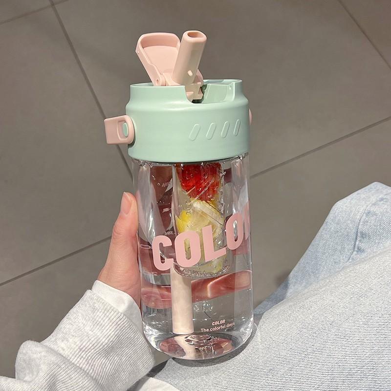 High-value portable sports straw cup, new student cup with tea compartment