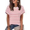 Casual Striped T Shirt For Women With Polyester Fabric Summer Comfort For Daily Wear