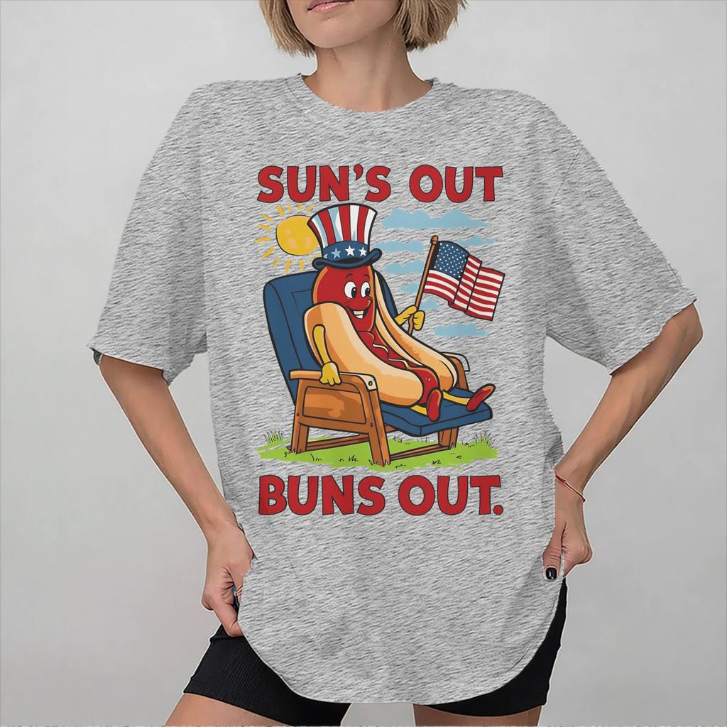 Suns Out Buns Out Funny Hot Dog Food Lover Tee Shirt For Unisex Unisex New Arrival Summer Fashion T Shirts Cotton Clothing Tops