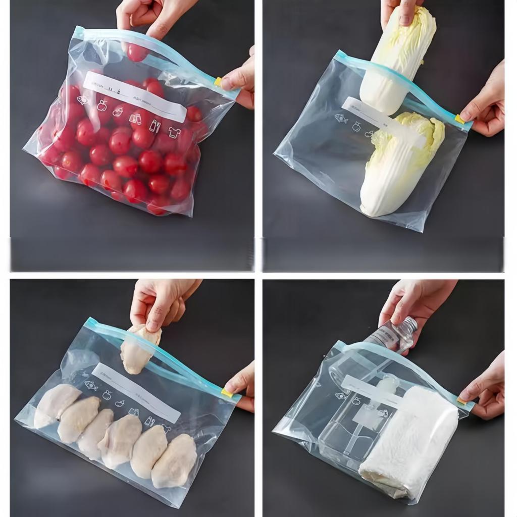 Food Storage Bag Organizer Thickened Sealed Fresh Keeping Zipper Slider Fridge Freezer Storage Bag for Vegetables Fruits Grains Cereals