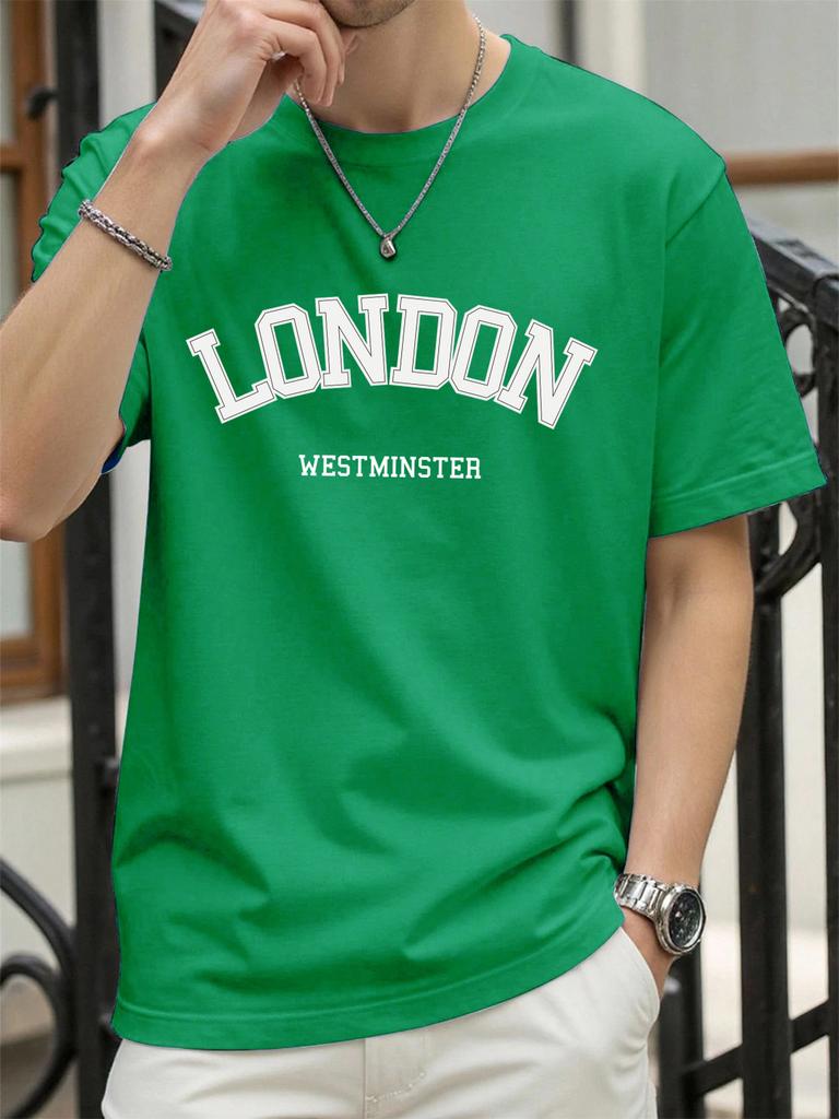 London Westminster Print Men TShirts Summer ONeck Oversize T Shirt Cotton Loose Short Sleeve Basics Street Hip Hop Sportswear