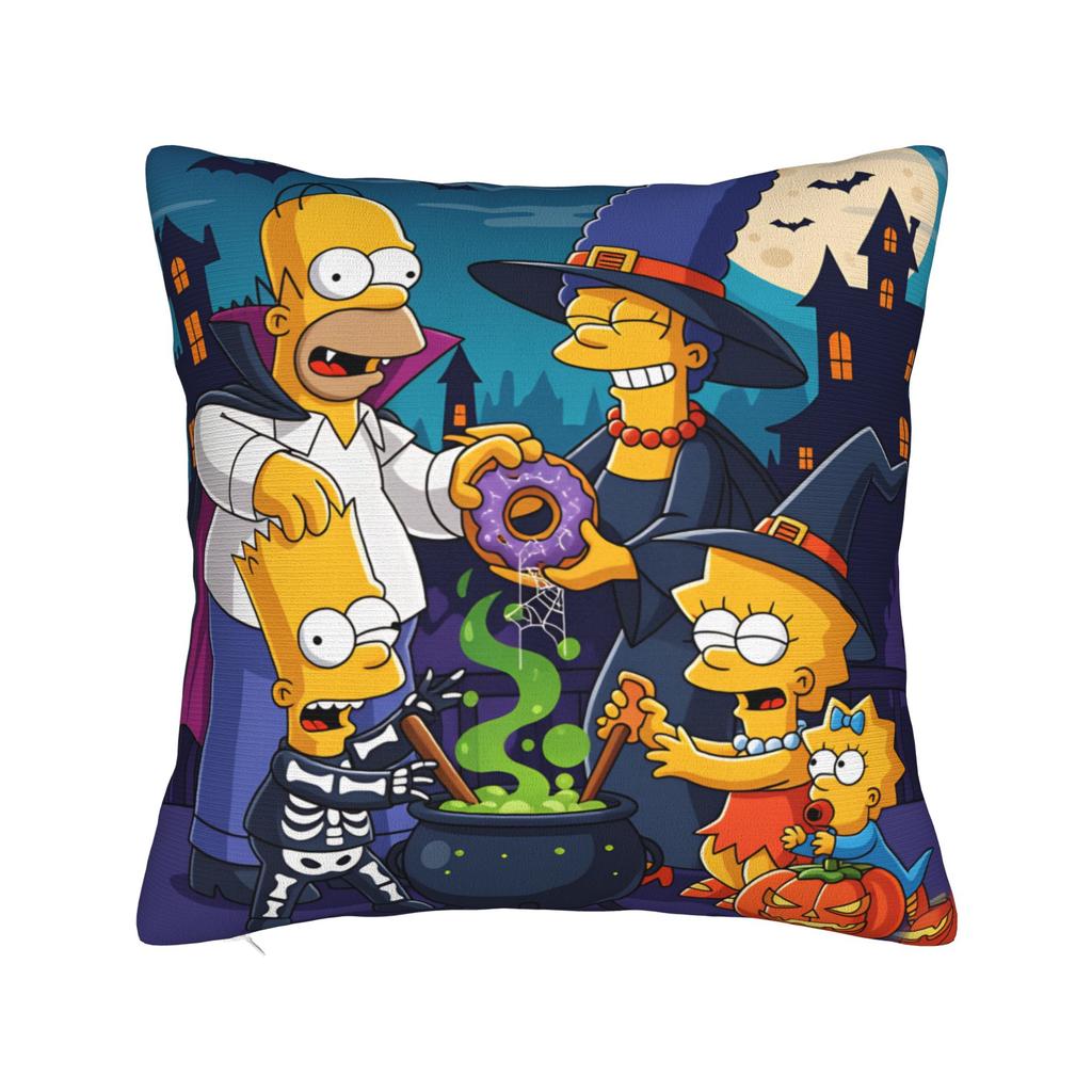 Pillow Cover SSimpsons Spooky Springfield Shenanigans Halloween Novelty Pillow Case For Couch Sofa Bedroom Pillowcases