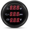 AD 52mm 3 in 1 Auto Gauge Water Temperature Oil Pressure Voltage With Alarm 1/8NPT Oil Press Water Temp Sensor For Car 12V 24V