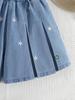 Single-piece Girls' Six-pointed Star Embroidered Casual Pleated Wide-leg Light-colored Denim Shorts/skirt