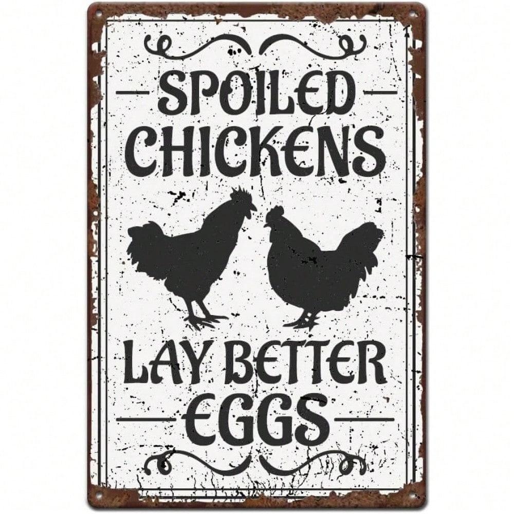 Farmhouse Chicken Metal Sign Rustic Tin Wall Art Kitchen Decor Vintage Wall Decor