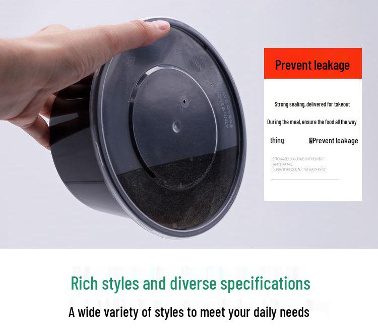 Black Round Disposable Food Containers: Thickened Soup and Fast Food Bowls