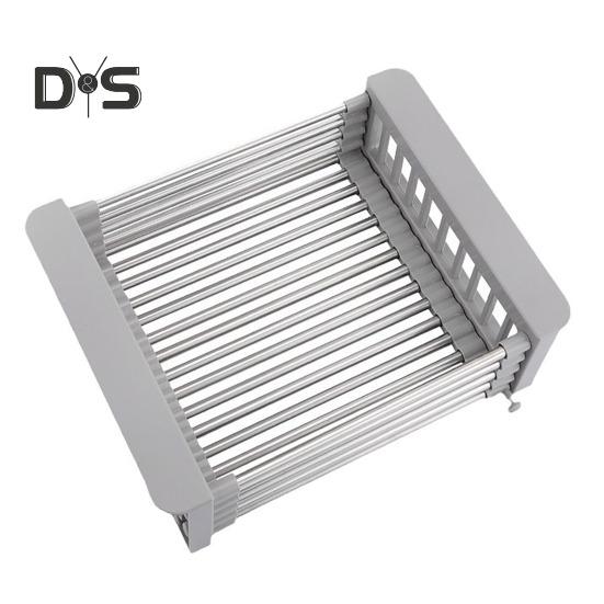 Scolapiatti in acciaio inossidabile, design retrattile, grande capacità, antiruggine, resistente alla corrosione, organizer per lavello da cucina