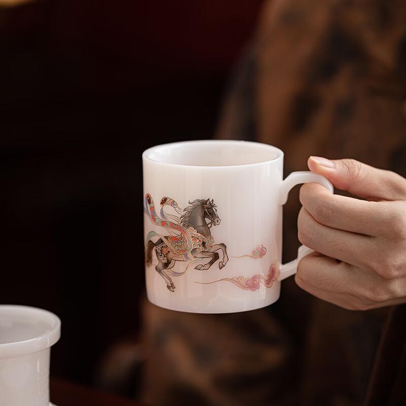 Sushih Ceramics Dunhuang Success Ice Jade Porcelain Tea & Office Cup Set