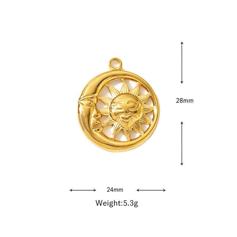Golden Smiley Sun & Moon Stainless Steel Pendant
