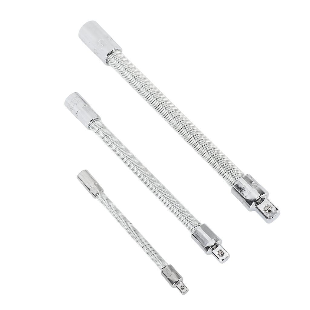 3pcs Flexible Extension Bar Shaft Set Stainless Steel Bendable Flexible Socket Extension Bar for Repairing Tool