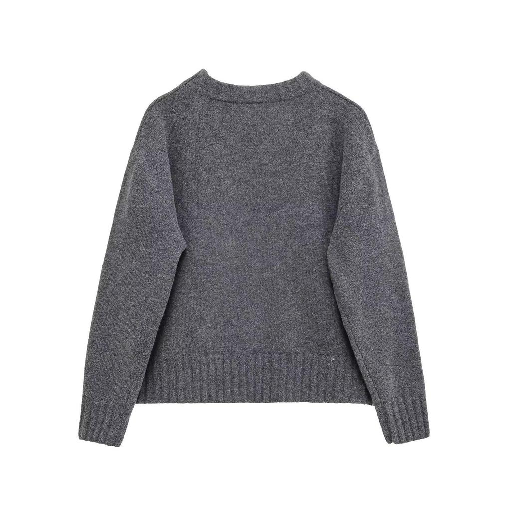 Trendy French Chic Ribbed Knit Women's Sweater for Autumn/Winter