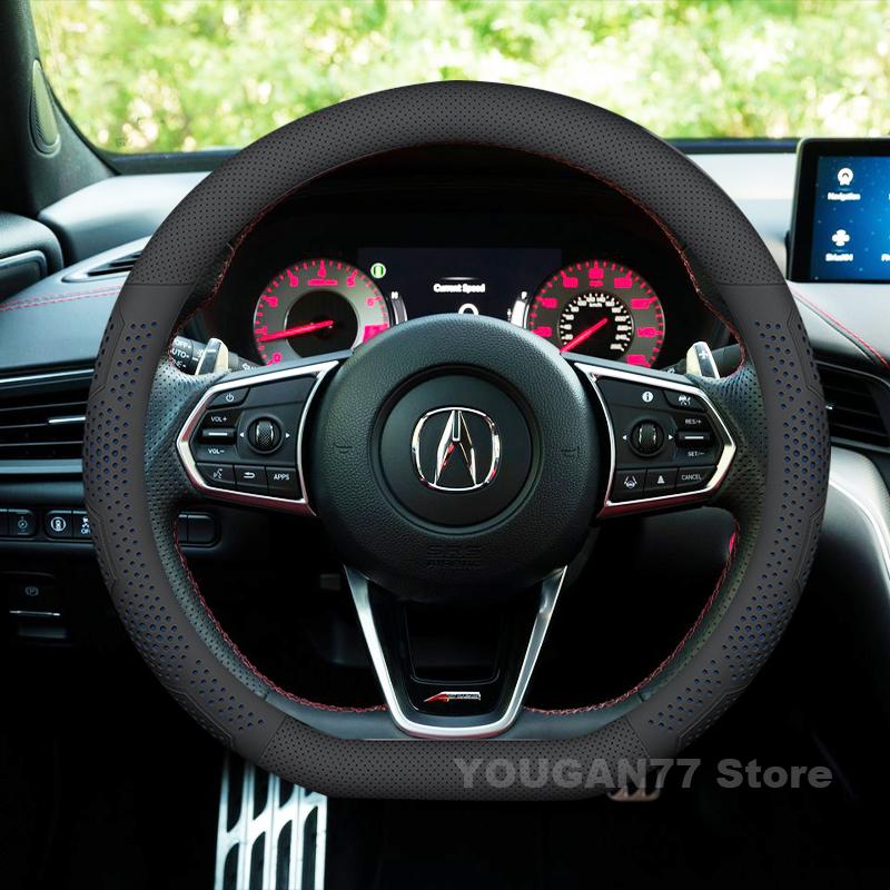 Leather Car Steering Wheel Cover For Acura TLX Type S 2021 2022 2023 ILX RLX Non-slip Auto Steering Wheel Acura TLX Accessories