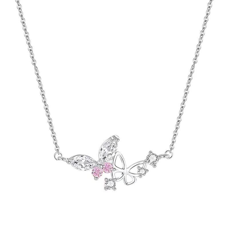 

Двойное бриллиантовое ожерелье с бабочкой для женщин, маленькое, свежее, темпераментное, универсальное, цепочка-подвеска на ключицу, подарок