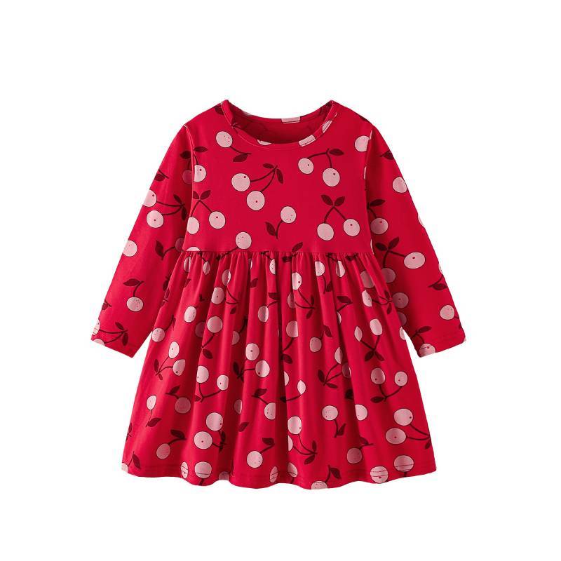 Girl Autumn Cotton Long Sleeve Princess Dress With Animal Cartoon Pattern For Kids