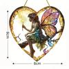 Fairy Angel Colorful Art Flower Suncatcher Stained Window Hanging Round Acrylic Pendant For Home Garden Yard Wall Ornament Decor