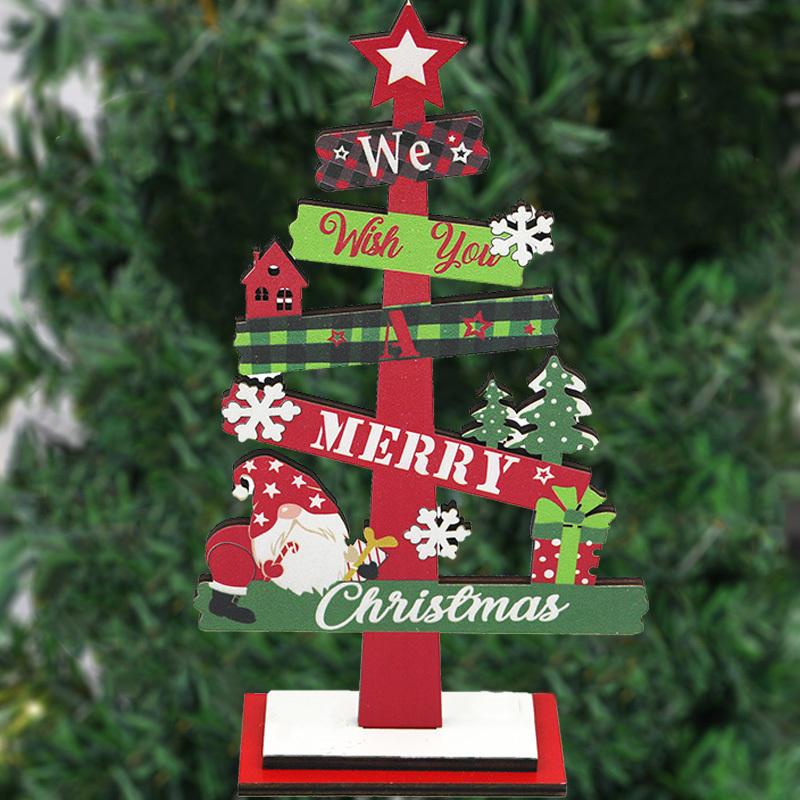 1pcs Desktop Christmas Tree Wooden Ornaments Xmas Wooden Plaques Decorative Ornaments Creative Festival Scene Decoration DIY