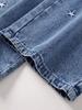 Girls' Denim Trousers (Single Item) — New Spring/Autumn Collection: Casual, Simple Style for Comfortable Daily Wear, Featuring Star Pattern