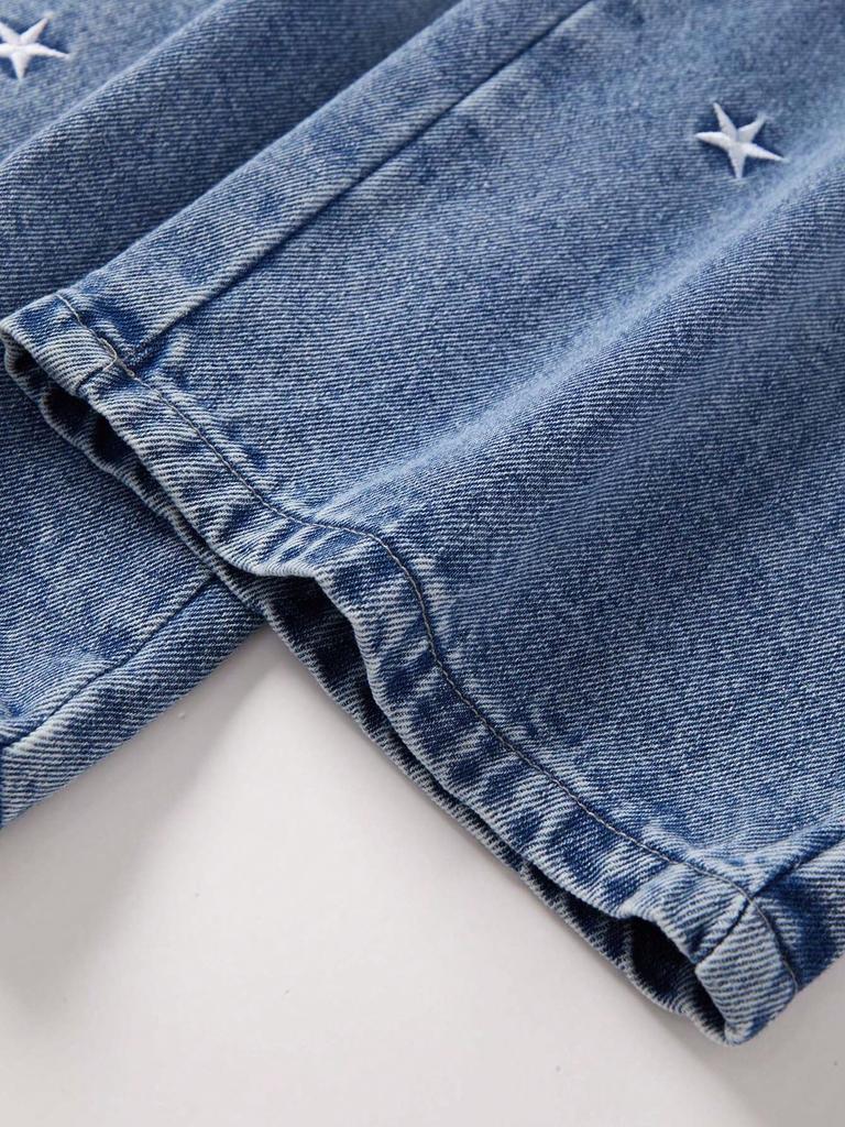 Girls' Denim Trousers (Single Item) — New Spring/Autumn Collection: Casual, Simple Style for Comfortable Daily Wear, Featuring Star Pattern