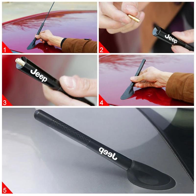 For Jeep Carbon Fiber Car Radio Antenna Signal Receiver Accessories For Jeep Renegade Grand Cherokee Compass Patriot Wrangler