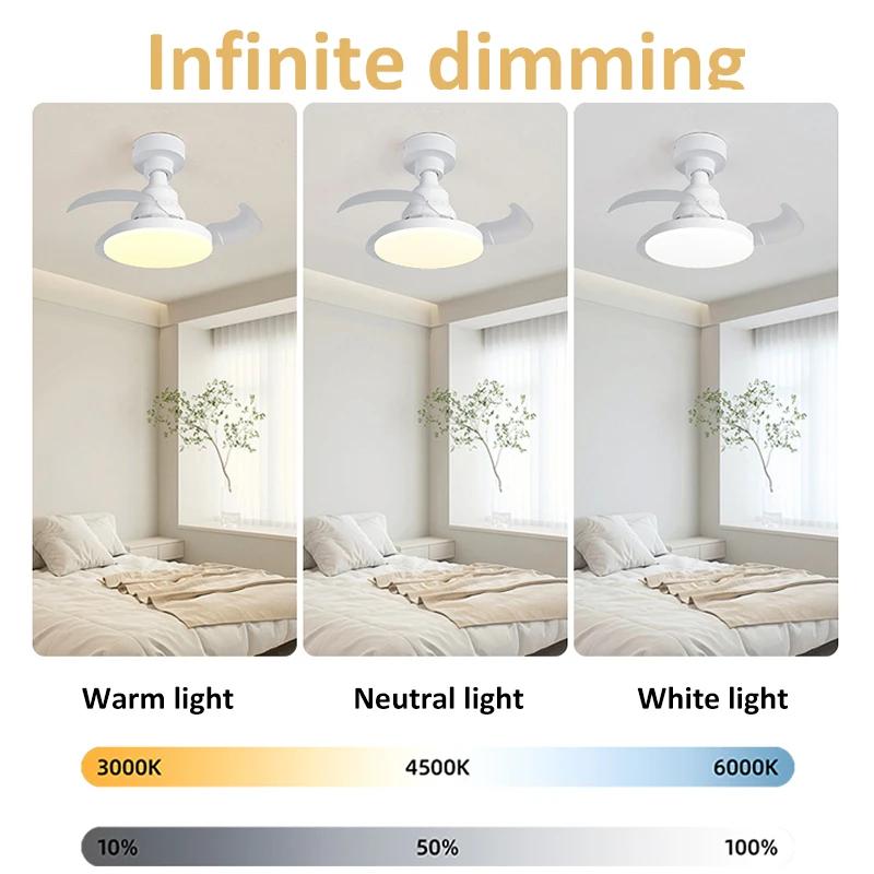 Ceiling Fan Light APP Remote Control Retractable Blades Fans with Light E27 Socket 4 Speed Dimmable Timing Bedroom Living Room