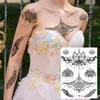 YURAN Women Girl Big Arm Owl Fake Tattoo Temporary Henna India Tatoo Stickers Custom Mandala Flower Black Turtle Tattoos Lace