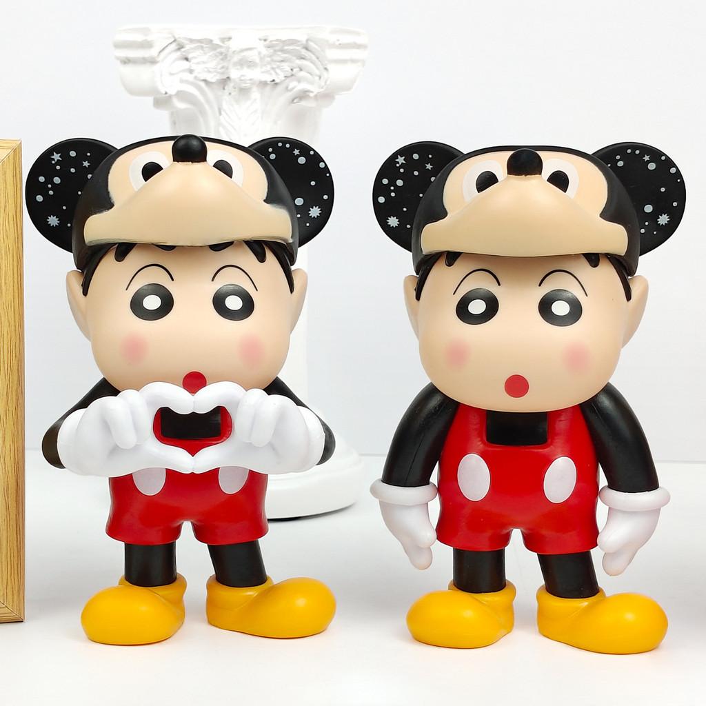 Crayon Shin Chan Pvc Figurine With Removable Mickey And Minnie Headgear For Collectors And Fans