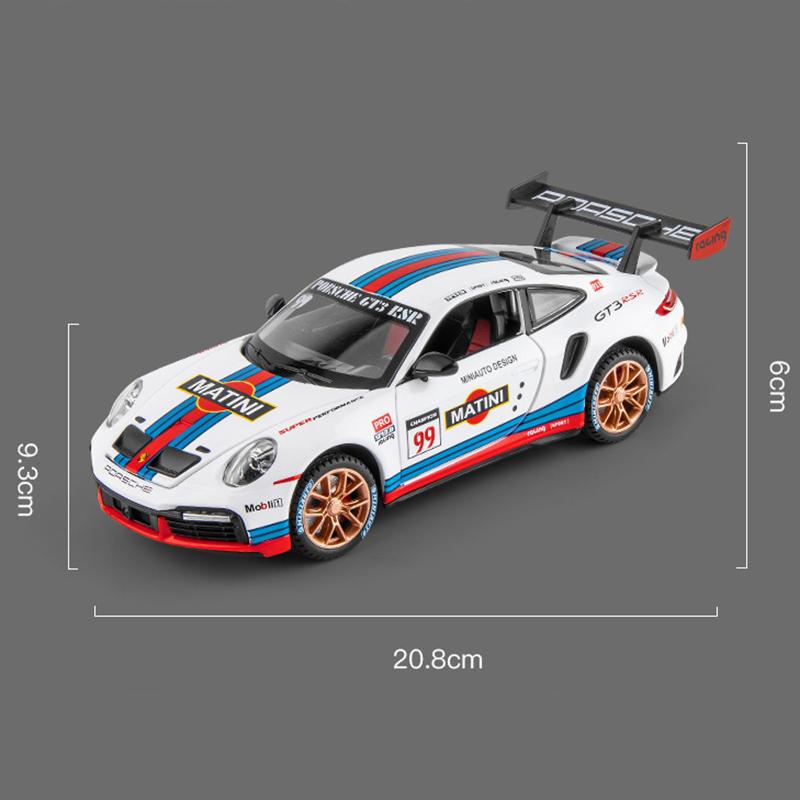 1/24 Porsche 911 GT3 RSR литые игрушечные машинки из металла модель автомобиля звук свет — фото 5