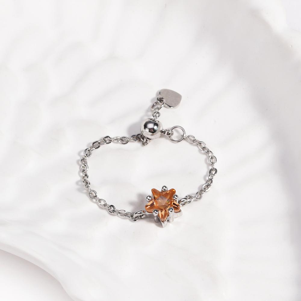 High Quality Adjustable Colored Zircon Star Pull-out Chain Rings For Women Fashion New Jewelry Gift Party Wedding Anillos Mujer