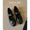 Sheepskin Version~ French Single Shoes Women's Ballet Flat Bottom Shallow Mouth Leather Shoes Bow Retro Versatile Mary Jane Shoes
