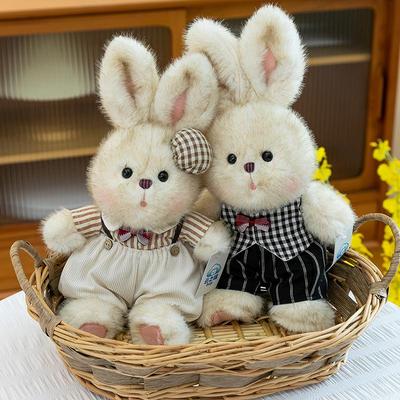 Retro Couple Rabbit Plush Toy - Creative Hugging Pillow Doll Birthday Gift