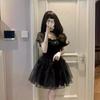 French Retro Black Puff Sleeve Slim Dress - Summer Little Black Dress