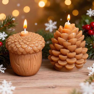 Moule Silicone Cône de Cèdre de Noël DIY Facile à Démouler Huile Moule Bougie Cône de Pin Ornements Décoratifs Moule Plâtre 3D