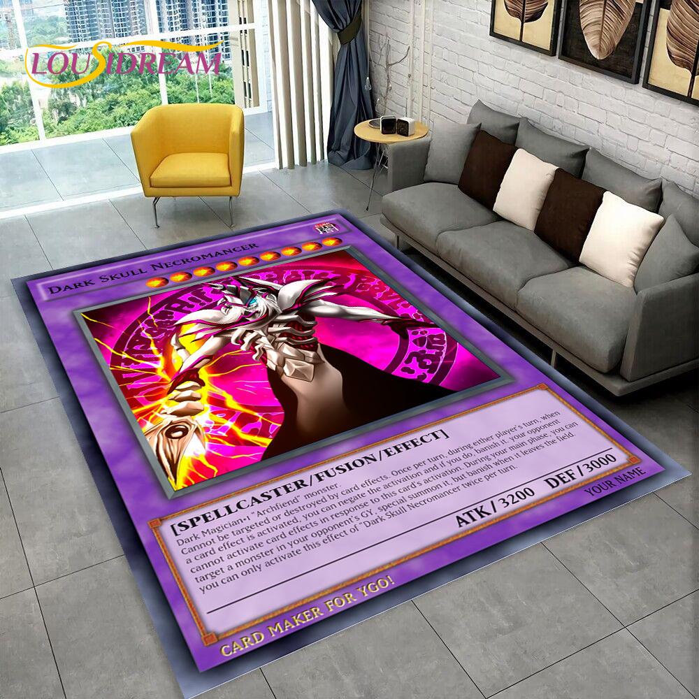 3D Monster Gold Card Cartoon Yu-Gi-Oh Anime dack magician Game Carpet Rug for Bedroom Living Room Home Sofa Decoration,Floor Mat