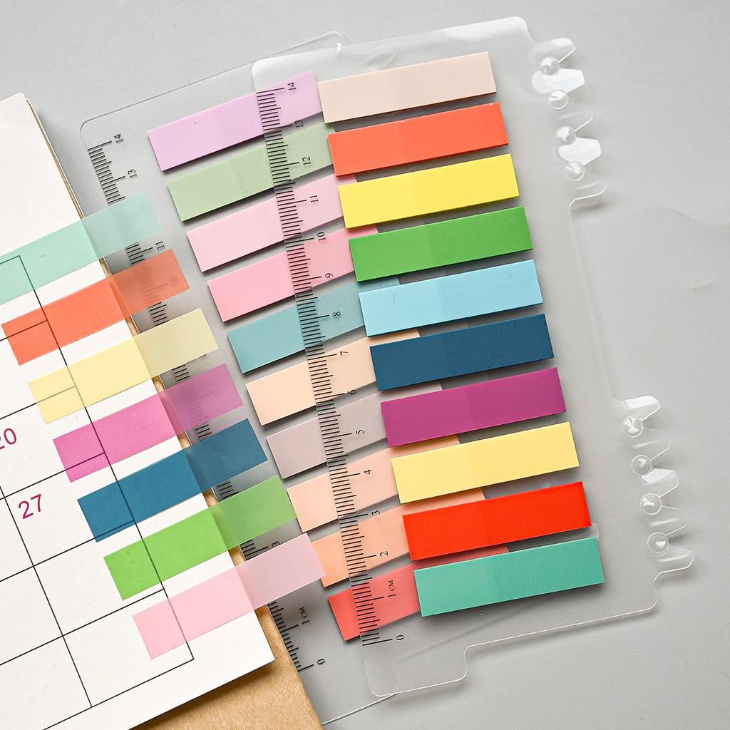 200Pcs Sticky Note Tabs for Page Marking PET Page Markers with Ruler Transparent Classify File Label Memo Stickers for Office