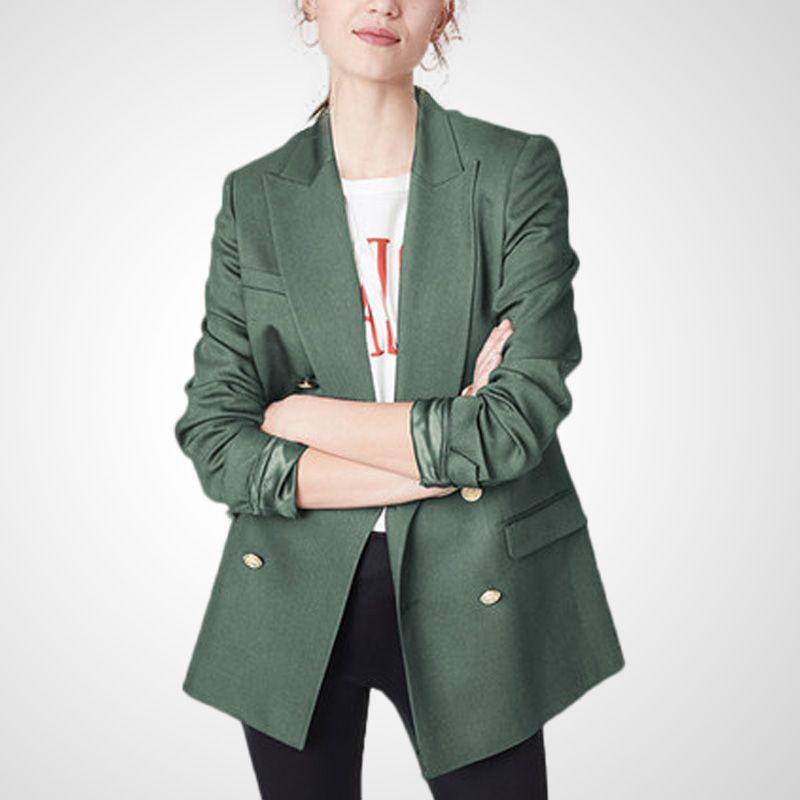 

Модный стильный нишевый свободный приталенный костюм-пальто Army Green S