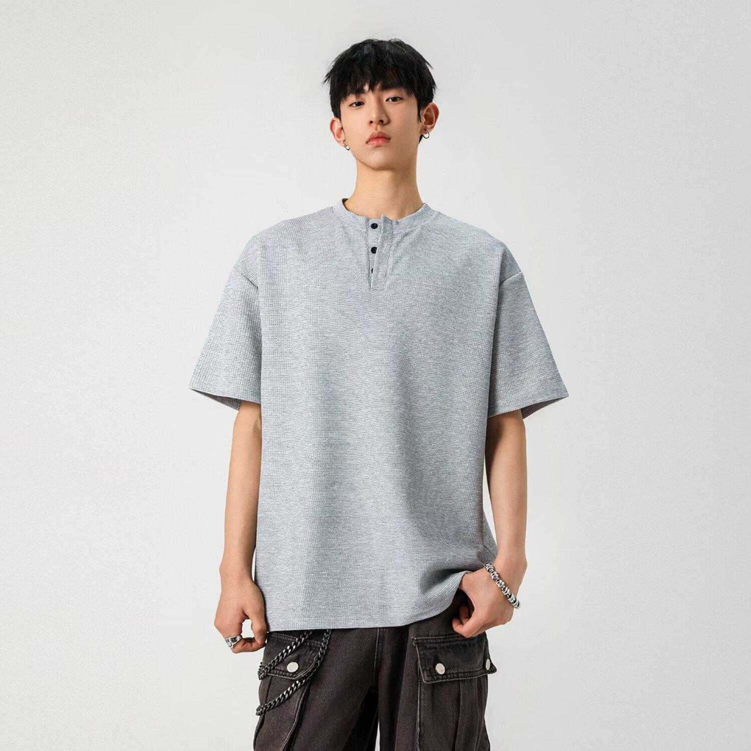 

Мужская футболка с коротким рукавом, модная летняя, свободного кроя, с рукавом пять четвертей, повседневная, трендовая, простая, с принтом, топ 3XL серый