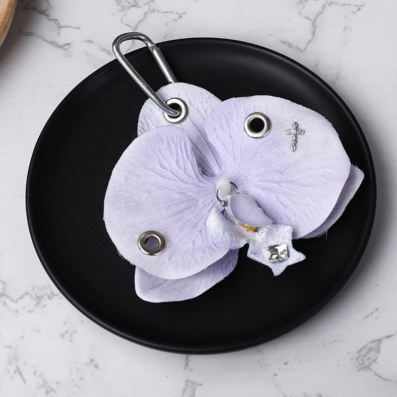 Sweet Creative Phalaenopsis Orchid Keychain Exquisite Simulation Flower Pendant Key Ring Handbag Hangings Decoration Gifts