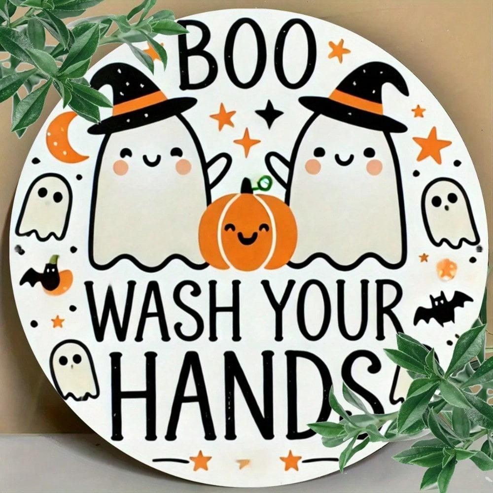 Iron Sign Halloween Ghosts Witch Hats Jack O Lantern Decor Home Bar Cafe