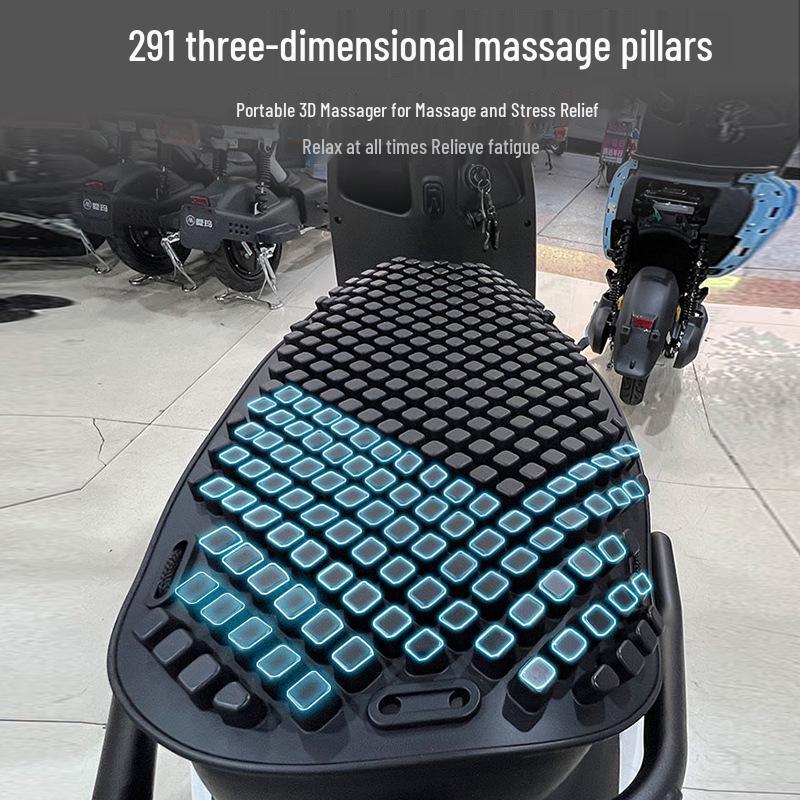 Universal Silicone Motorcycle & Scooter Seat Cover - Breathable, Heat-Resistant, Shock-Absorbing, Summer-Ready.